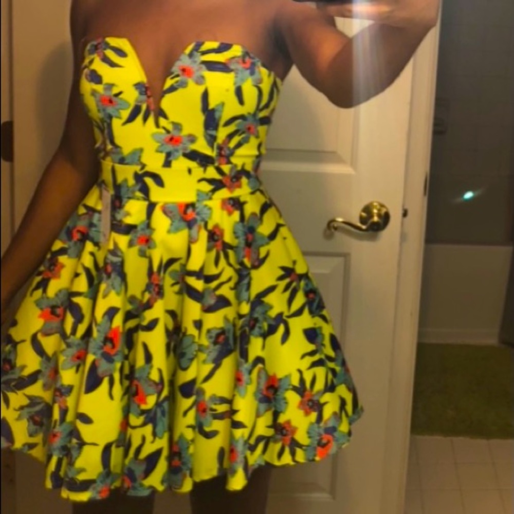 Floral Print Tube Mini Strapless Dress